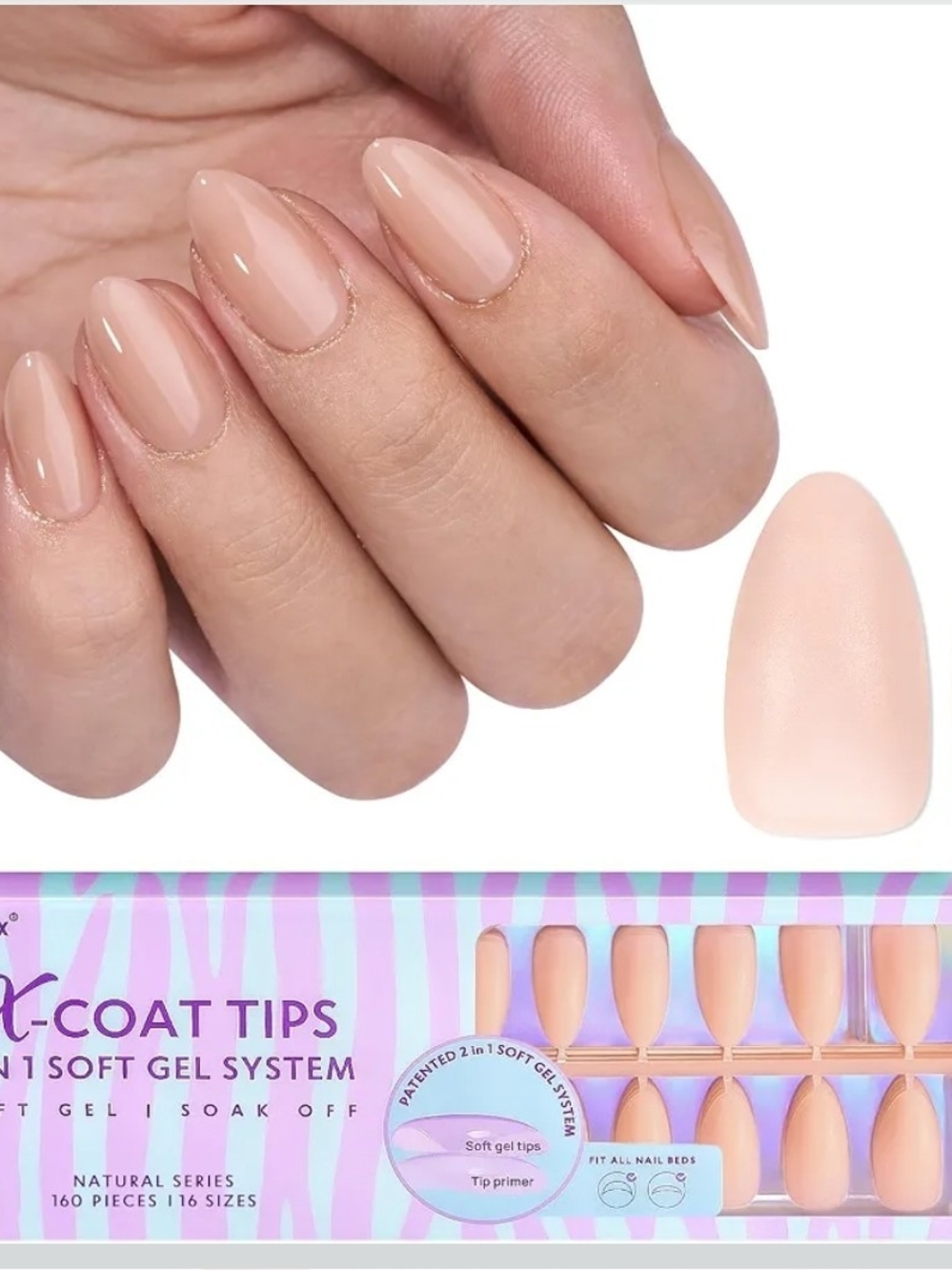 BTArtbox Xcoat Press On Tips- Natural Nude